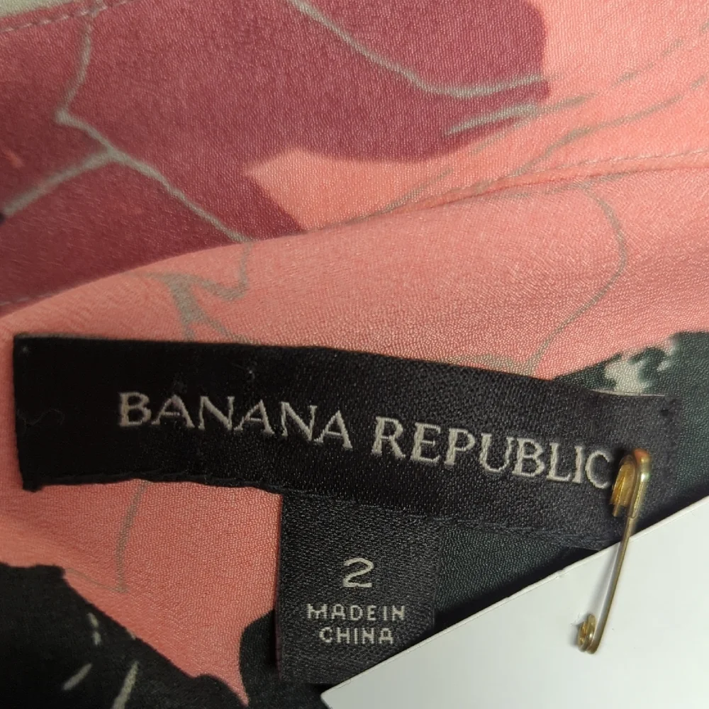Banana Republic Coral Pink & Black Floral Maxi Shirt Dress - Picture 8 of 9